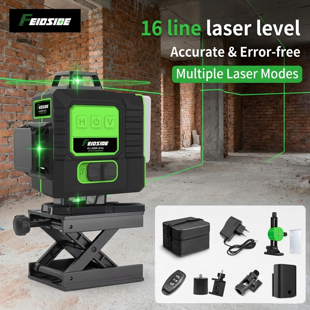 Laser Level Rotary - FEIDSIDE 16/12Line Green Laser Level 360°
