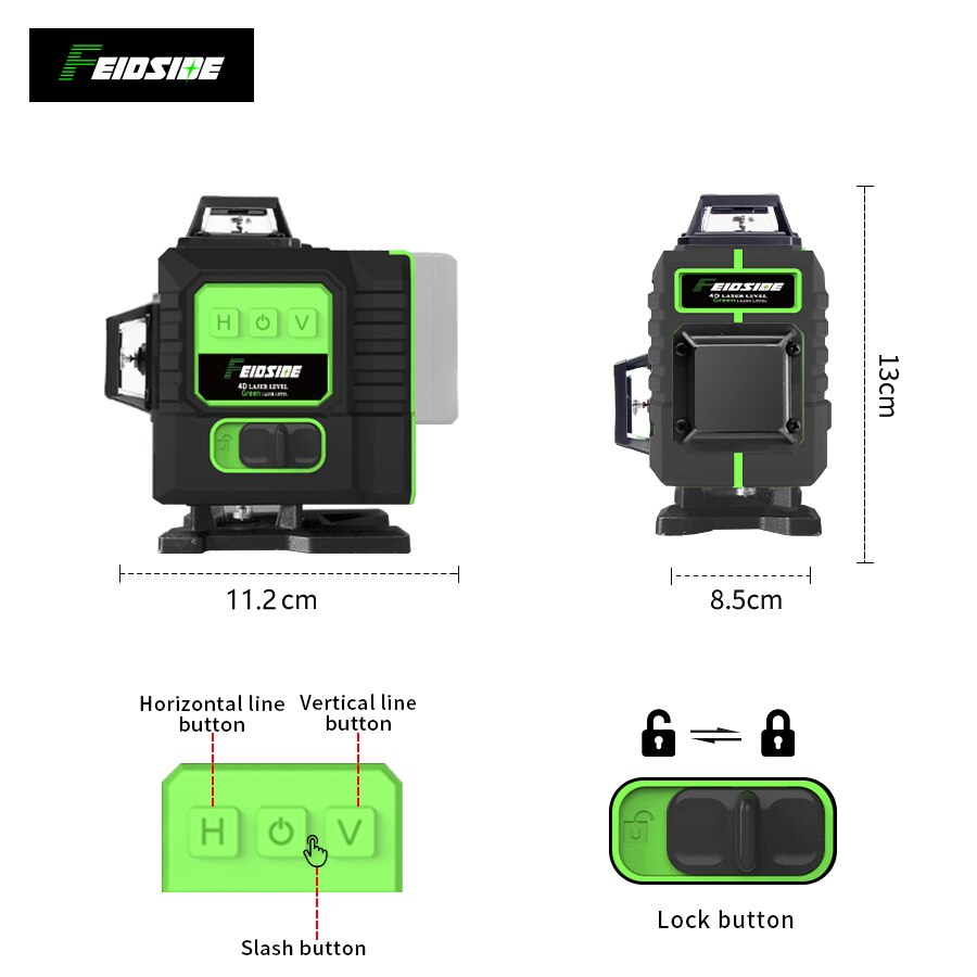 FEIDSIDE 16/12Line Green Laser - đánh giá và giá Laser Level Rotary