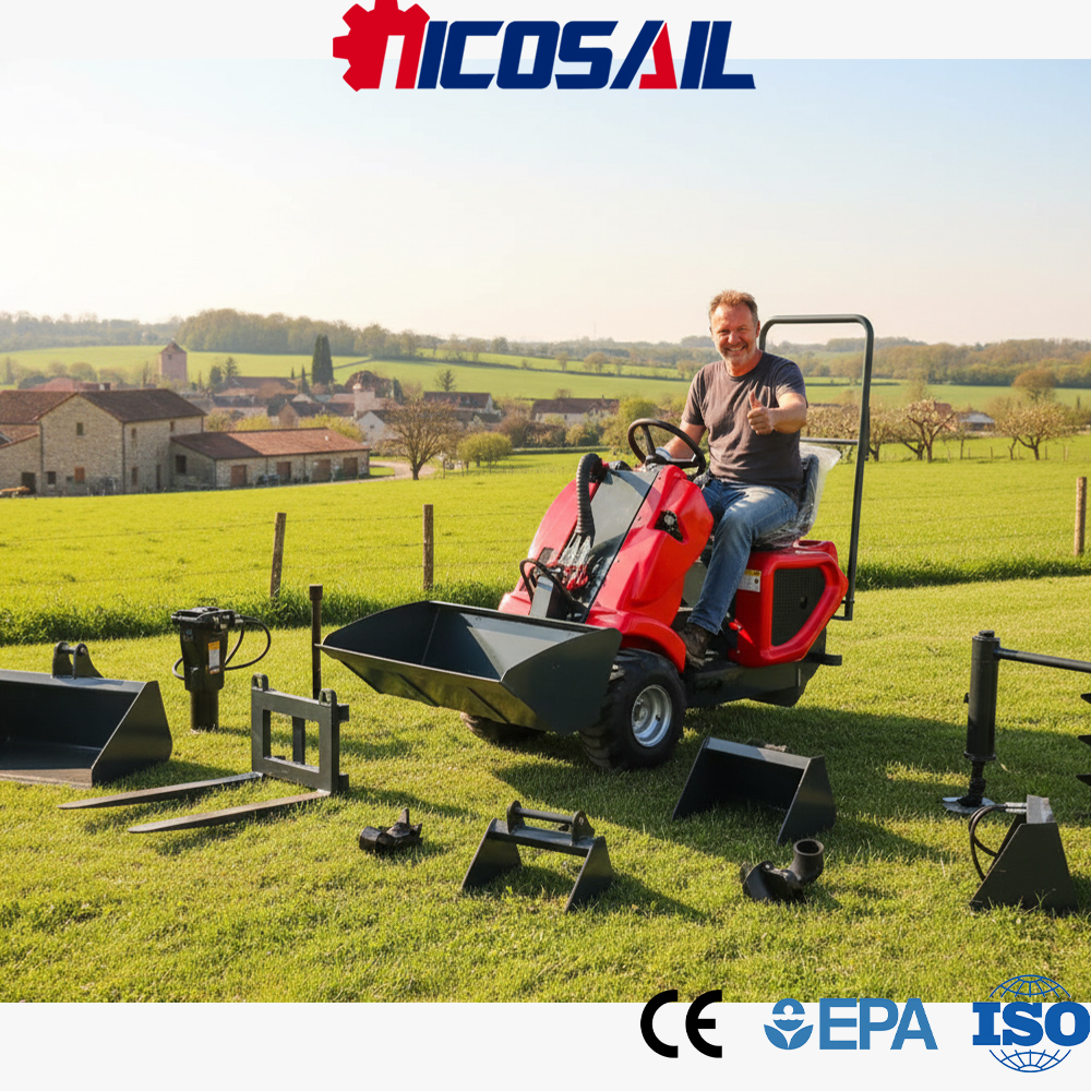 Mini Skid Steer Loader 3-Wheel - đánh giá và giá Wheel Loader